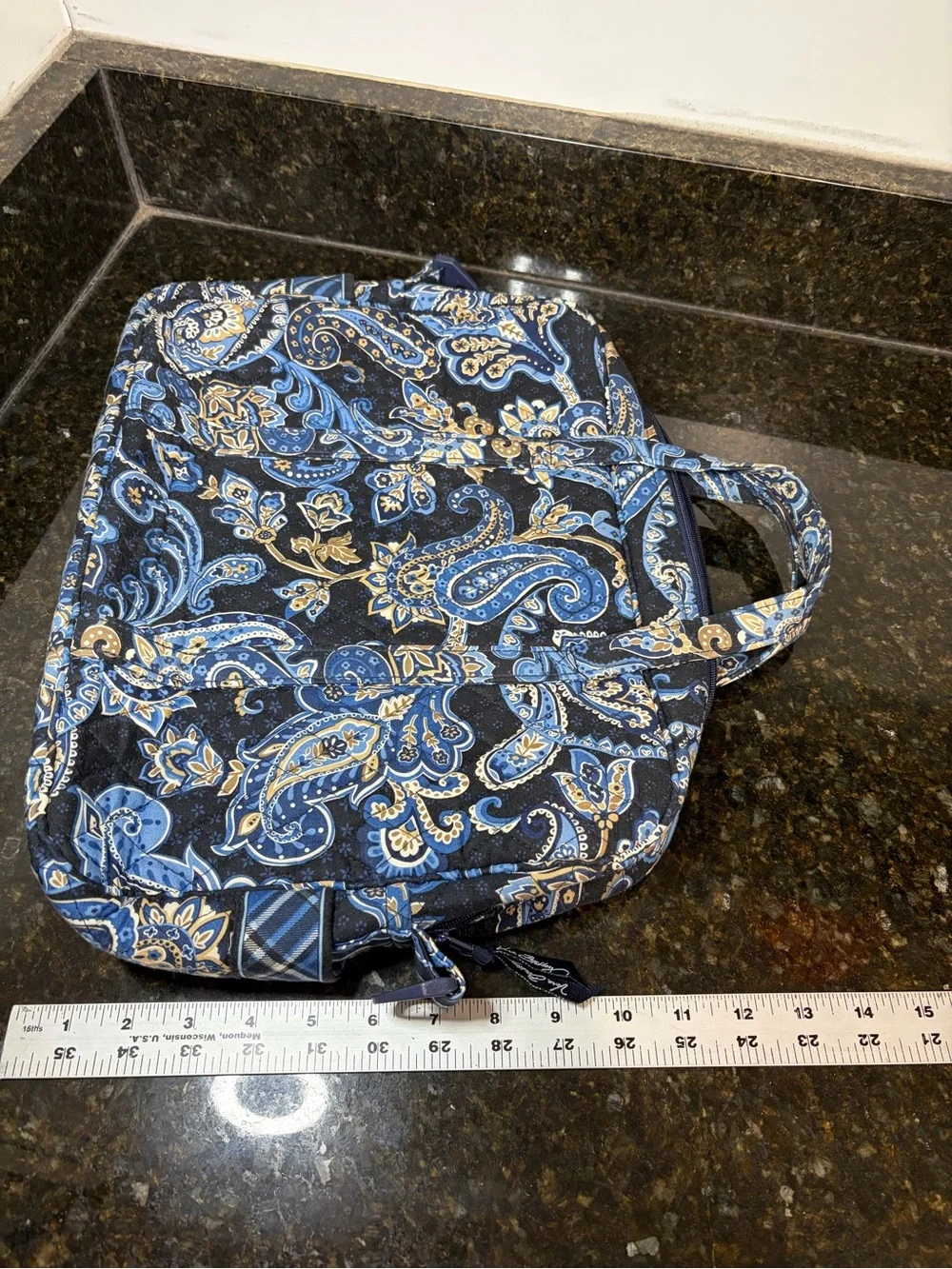 VERA BRADLEY Quilted Laptop Messenger Bag in Retired Windsor Navy *no strap*